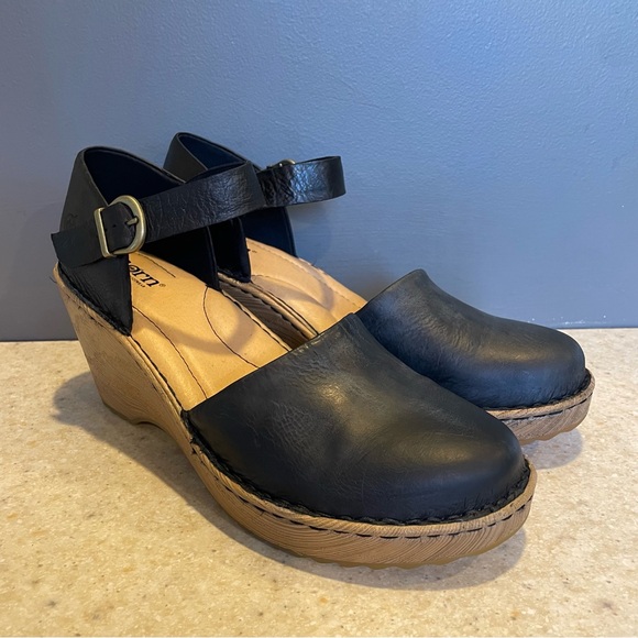 Born Shoes - BORN Nellie Comfort Mary Jane Wedge Sandal Leather Clog Handcrafted Scandi Boho